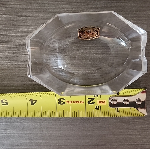 Vintage Val St. Lambert Clear Cut Crystal Ashtray with Original Label. Belgium. - Picture 6 of 9